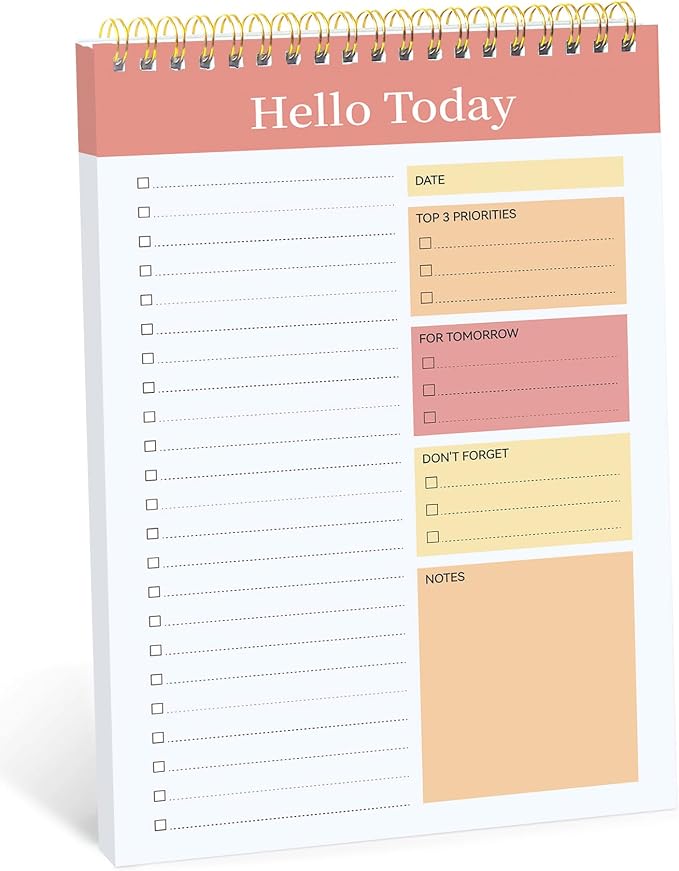 Taja To Do List Notepad, Undated Daily Planner for Work and Goal Setting | Pink, 52 Sheets, 9.8" x 6.5" , for Office, Home and school, Daily Task Planning, Notes and Everyday Organization