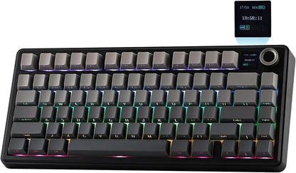 EPOMAKER X Aula F75 MAX Wireless Mechanical Keyboard with TFT Screen and Knob, Gasket Gaming Keyboard in 75% Layout, Hot Swappable, RGB Backlight, for PC/Mac/Linux (Black Gradient)