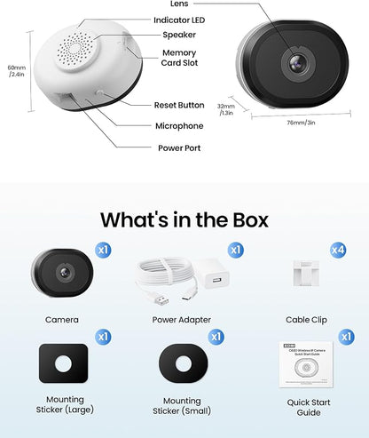 ZOSI C680 2K Window Security Camera with Full Color Night Vision, 3MP Indoor Plug-in WiFi Camera for Home Security, AI Human Vehicle Detection, 2.4/5GHz WiFi, 24/7 Recording, 2 Way Talk, Easy Install