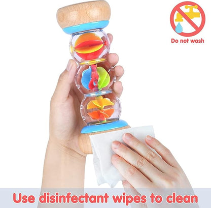 Rainmaker - Montessori Baby Toys for 6-12 Months 1 Year Old, Newborn Baby Rattle Shaker Sensory Toy, 7 inch Wooden Rain Stick Baby Musical Toys for 6 7 8 9 10 Month Infant Toddlers Gift