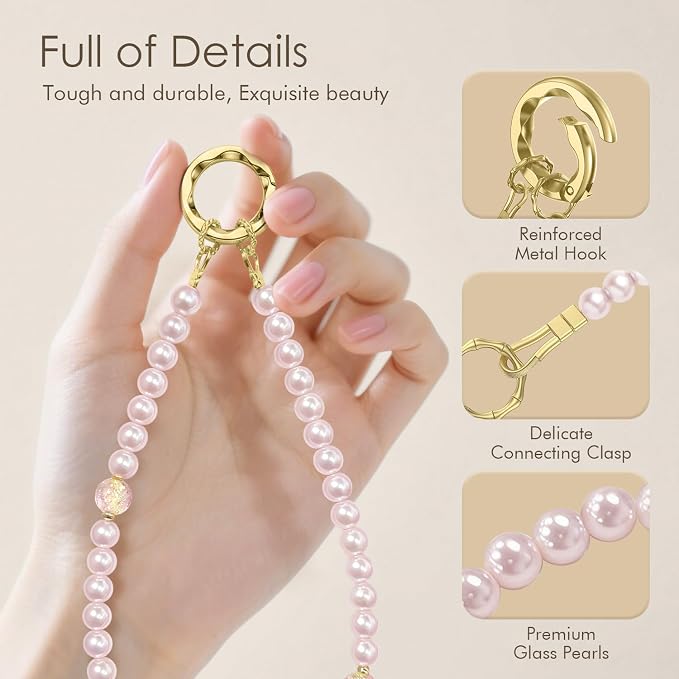 SURPHY Phone Charm, Handmade Beaded Phone Wrist Strap with Tether Tab | Phone Charm Strap, Phone Chain with Premium Metal Buckle, Wrist Strap Fits Cellphone Cases, Wallets, Bags, Keys