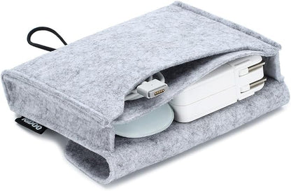 NIDOO Portable Felt Storage Bag, Electronics Accessories Protective Case Pouch for MacBook Power Adapter, Mouse, Cellphone, Cables, SSD, HDD, Power Bank, Portable External Hard Drive, Gray