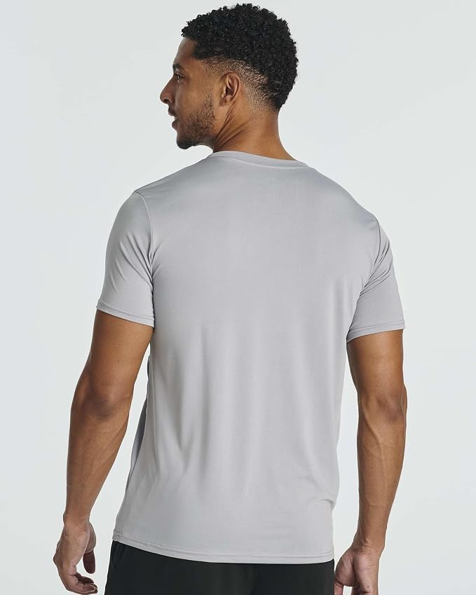 5 Pack Men's Dry Fit Short Sleeve T-Shirt Gym Workout Athletic Running Tee | Cooling, Moisture-Wicking, Crew Neck, Quick-Dry, Breathable, Active, Exercise, Fitness, Basketball, Cycling, Hiking, Tennis