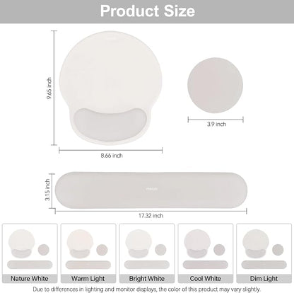 MOSISO Wrist Rest Support for Mouse Pad&Keyboard Set, Stone Gray | Circle Curved Ergonomic Mousepad Non-Slip Base Home/Office Pain Relief&Easy Typing Pad with Soft Cloth&Silicone Lining