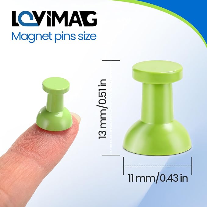 LOVIMAG Fridge Magnets 20Pcs, Magnet for Refrigerator Whiteboard, Green | Small Strong Neodymium Metal Cute Push Pin for Classroom, Kitchen, Accessories Decorative, Office, Calendar