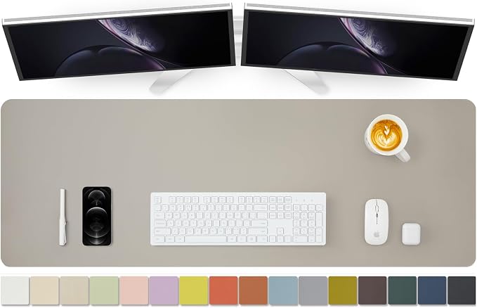 Large Desk Mat - 47.2"x 17" Non-Slip PU Desk Pad for Office and Home - Ideal for Large Mouse Pad and Desk Mats on Top of Desks(Light Gray)