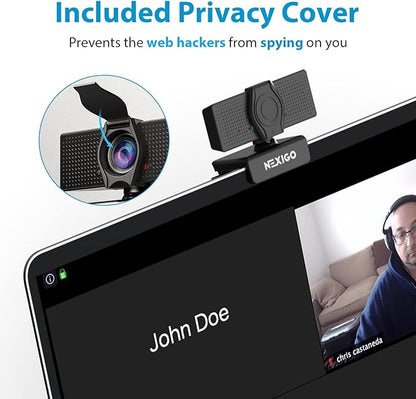 NexiGo N60 1080P Webcam with Microphone, Software Control & Privacy Cover, USB HD Computer Web Camera, Plug and Play, for Zoom/Skype/Teams, Conferencing and Video Calling