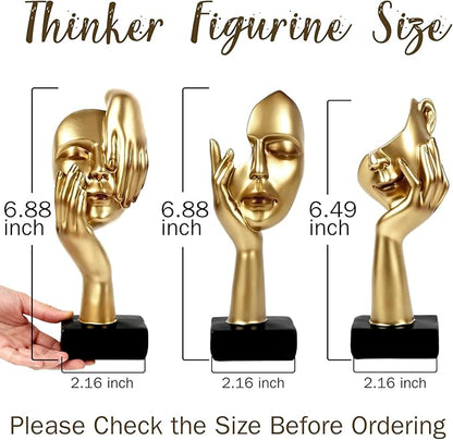 3 Pcs Thinker Statue,Modern Home Sculptures,Figurine for Bookshelf1