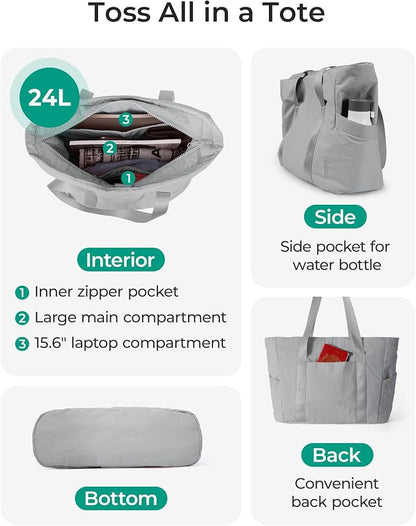 BAGSMART Tote Bag for Women, Tote Bag with Zipper Work Tote with Compartments Nurse Shoulder Hanbag for Travel, Gym
