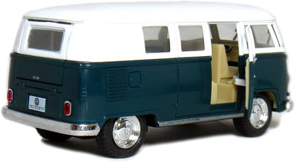 KiNSMART 1962 Volkswagen Classic Bus 1:32 Scale 5" Die Cast Metal Model Toy Van Pullback Acation (Green)