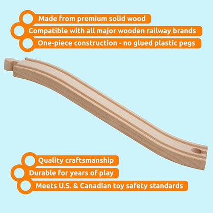 ORBRIUM Premium Wooden Train Ascending Tracks, Pack of 8 Wooden Train Tracks Accessories for Toy Train Set Compatible with All Major Railways Thomas, Brio, IKEA, Melissa and Doug