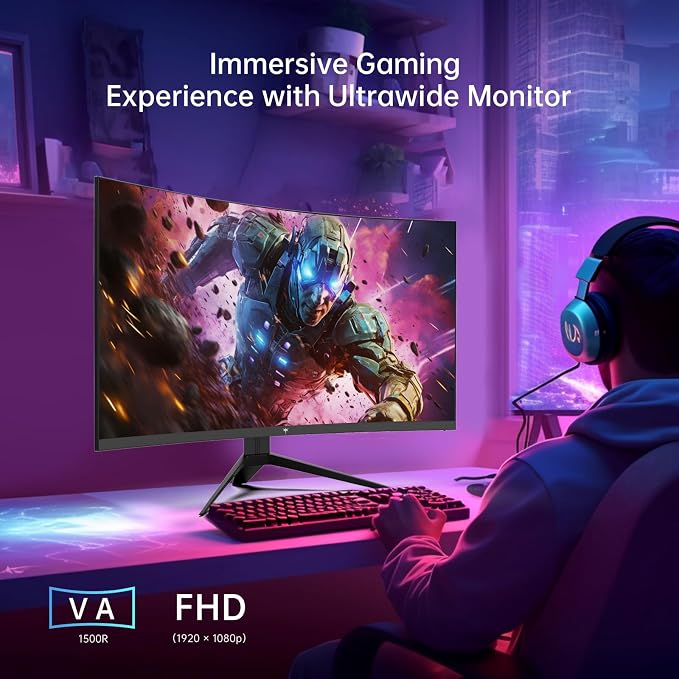 KTC 32 Inch Curved Gaming Monitor, FHD 1080p 165Hz Curve Monitor, H32S17C | 1500R, 1ms MPRT, Adaptive Sync, 122% sRGB, DP/HDMI, Tiltable, Eye Care, VESA, HDR10 for Gaming Home Office Business