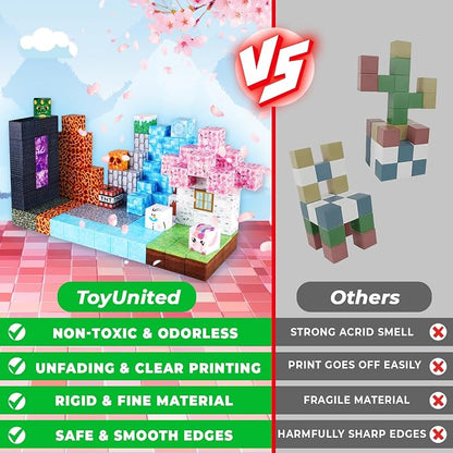 ToyUnited Magnetic Blocks-150PCS Magnetic Building Blocks Magnet Cubes Stacking Dark Forest Glacier Castle, STEM Montessori Sensory Toys for Kids Boys Girls Ages 4-8 Holiday Birthday
