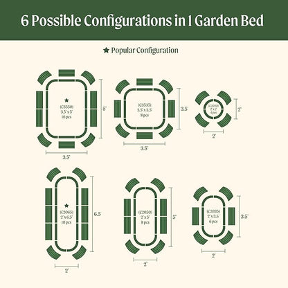 32" Extra Tall Raised Garden Bed Kits, 3.5 x 5 x 2.7ft Raised Planter Box Outdoor, 2 x 6.5 x 2.7ft Deep Root 6 in 1 Modular Metal Raised Beds for Gardening Vegetables Flowers Fruits - British Green