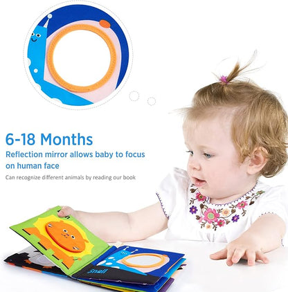 beiens Soft Baby Books - High Contrast Black & White Touch & Feel Crinkle Cloth Books for Infants & Toddlers, Early Educational Stimulation Toys, Baby Girl & Boy Gift, Animal
