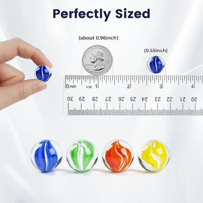 LovesTown 100PCS Glass Marbles Bulk, for Kids Marble Run Game, DIY and Home Decoration