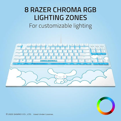 Razer Ornata V3 TKL Gaming Keyboard, Low-Profile Keys, Cinnamoroll Edition | Mecha-Membrane Switches, UV-Coated Keycaps, Backlit Media Keys, 8-Zone RGB Lighting, Magnetic Wrist Wrest