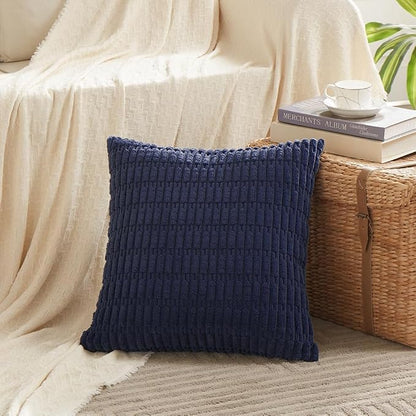 Fancy Homi 4 Packs Decorative Throw Pillow Covers for Living Room Couch Bed, Modern Farmhouse Boho Home Décor Accent Cushion Case, 16" x 16", Navy Blue