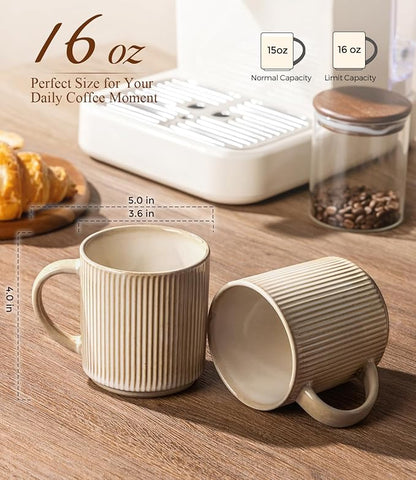 GBhome Coffee Mugs Set of 6，16 oz Coffee Cups with Handle | Cups for Latte, Tea, Cocoa & Milk, Ideal for Daily Use & Gifts, Microwave & Dishwasher Safe, Cappuccino