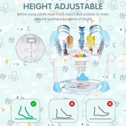 Baby Activity Center, 3-in-1 Baby Jumper, Infant Activity Center with 360° Rotating Seat, Music, Lights, 3 Adjustable Heights, Infant Activity Jumper for 6+ Months JP2401