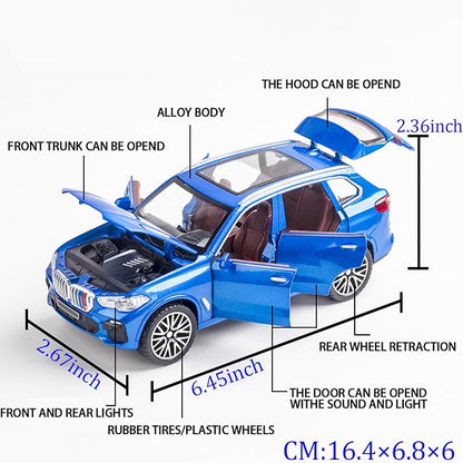 Toy Cars 1/32 Metal Model Car Toys with Light and Sound Pull Back Collectible Model for Children Age 3 + Year Old Festival Gift(Blue)
