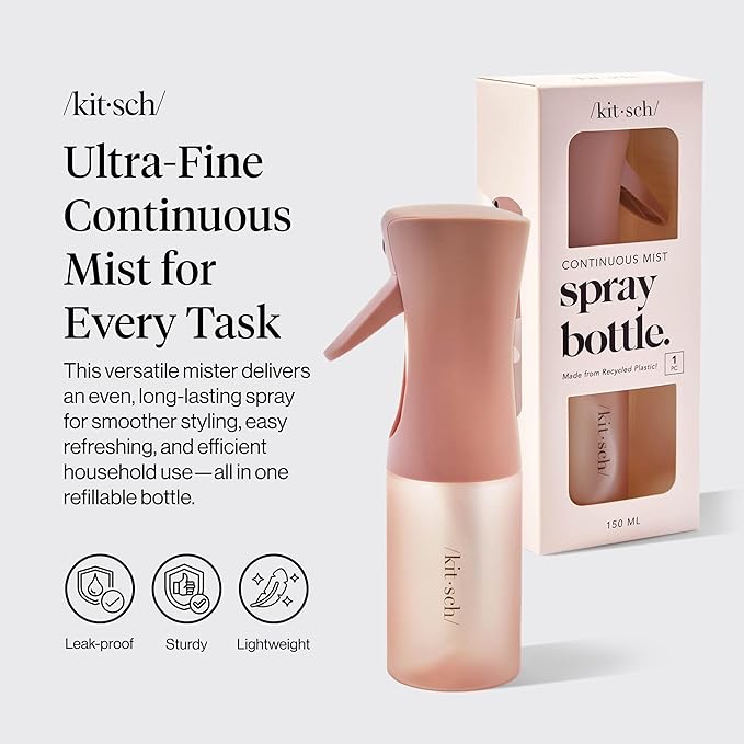 Kitsch Continuous Spray Bottle for Hair – Terracotta, 150ml | Fine Mister Spray Bottle & Water Spray Bottle – Recycled Hair Spray Bottle – Spray Bottles for Cleaning, Styling, & More