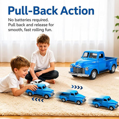 Little Blue Truck Toys for Kids Ages 2 3 4 5 6 7 8 Year Old Boys Girls, 1:32 Alloy Kids Car Toys, with Pull Back Model Cars diecast Cars Toddlers Race playsets Birthday Set