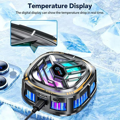 CHONCHOW Magnetic Cell Phone Cooler, RGB Phone Cooling Fan Portable Lightweight Mobile Phone Cooling Fan, Phone Radiator with Larger Cooling Area for Phone/Tablet/IPad (with Digital displays)