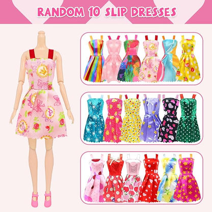 Ecore Fun 99 Pcs Doll Clothes Outfits and Accessories- 5 Princess/ Wedding Gowns 12 Fashion Dresses 2 Leisure Outfits 2 Bikini Swimsuits 10 Shoes and 57 Accessories for 11.5 inch Dolls,Girl Gift