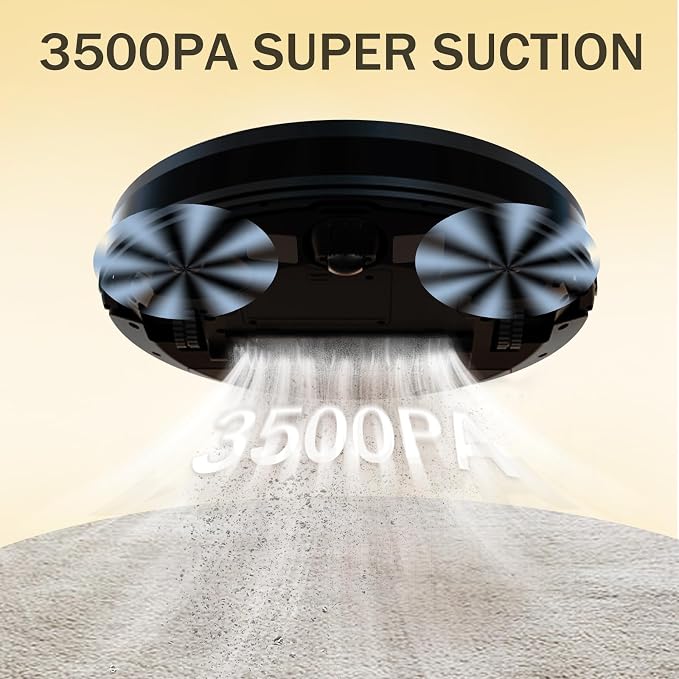 Robot Vacuum and Mop combo, 3500Pa Vacuum Cleaner Robot Navigation with high efficient roller brush, 60dB Robot Vacuum Cleaner with APP Control,Blue tooth, Ideal for Pet Hair, Carpets, Hard Floors