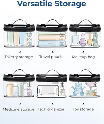 BAGSMART TSA Approved Toiletry Bag, 2 Pack Clear Makeup Cosmetic Bag Organizer, Quart Size Travel Bag for Toiletries, Carry-on Travel Accessories Essentials, Purple-2pcs