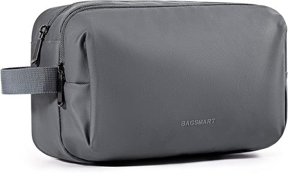 BAGSMART Toiletry Bag for Men, Travel Toiletry Organizer Dopp Kit Water-resistant Shaving Bag for Toiletries Accessories, Door Room Essentials,Grey-basic