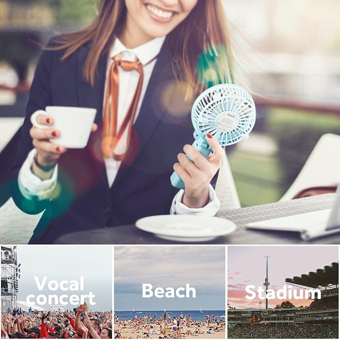 EasyAcc Mini Handheld Fan, USB Desk Fan Small Personal Portable Stroller Table Fan with Rechargeable Battery Operated Cooling Folding Electric Fan 3-10H Working Hours for Travel Office Outdoor