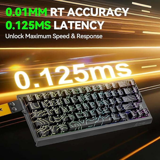 ATTACK SHARK X68HE 60% Wired RT 8K Keyboard+Wireless R1 Mouse-Black Contour | Adjustable Actuation,Hall Effect Mechanical Magnetic Switch,Coiled Cable,USB C/2.4Ghz/BT Ultralight 18K DPI Mice for PC Gamer