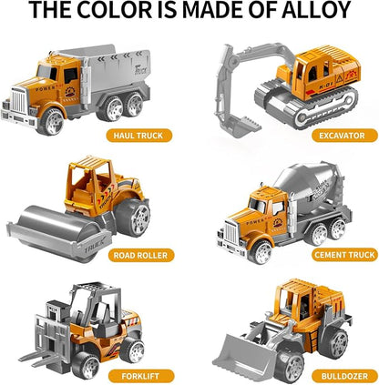 TEMI Construction Truck Set with Play Mat, Carrier Truck Toys for Kids Toddlers, Die-Cast Metal Toy Car Set, Christmas Birthday Gift for Age 3 4 5 6 + Years Old Boys Girls