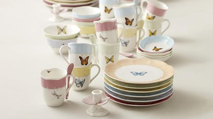 Lenox Dessert Plate Set, Lenox Butterfly Meadow Colors Collection 4-Piece Dessert Porcelain Plates Set, Service For 4, Dishwasher & Microwavable Plate, Small Plates, Home And Dining(Assorted, 4 Piece)