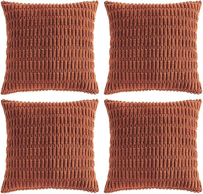 Fancy Homi 4 Packs Decorative Throw Pillow Covers for Living Room Couch Bed, Modern Farmhouse Boho Home Décor Accent Cushion Case, 20" x 20", Rust