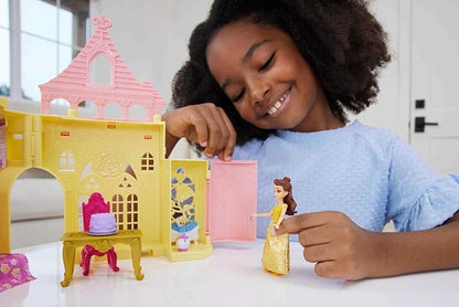 Mattel Disney Princess Toys, Storytime Stackers Belle's Castle, Stackable Doll House with Small Doll & 9 Pieces, Inspired by The Disney Movie