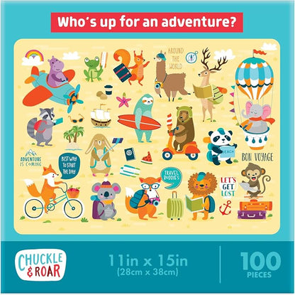 Chuckle & Roar Adventure Awaits 100-Piece Jigsaw Puzzle - 11 x 15 in - Screen-Free Play Puzzles for Kids - Fine Motor Skill Development 100-Piece Set for Kids