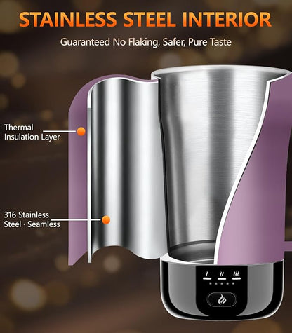 Self-Heating Coffee Mug, 14oz Heated Coffee Mug - Rechargeable Temperature Control Coffee Mug Keep Coffee Hot, Smart Mug Great Gift for Coffee Lovers & Slow Sippers