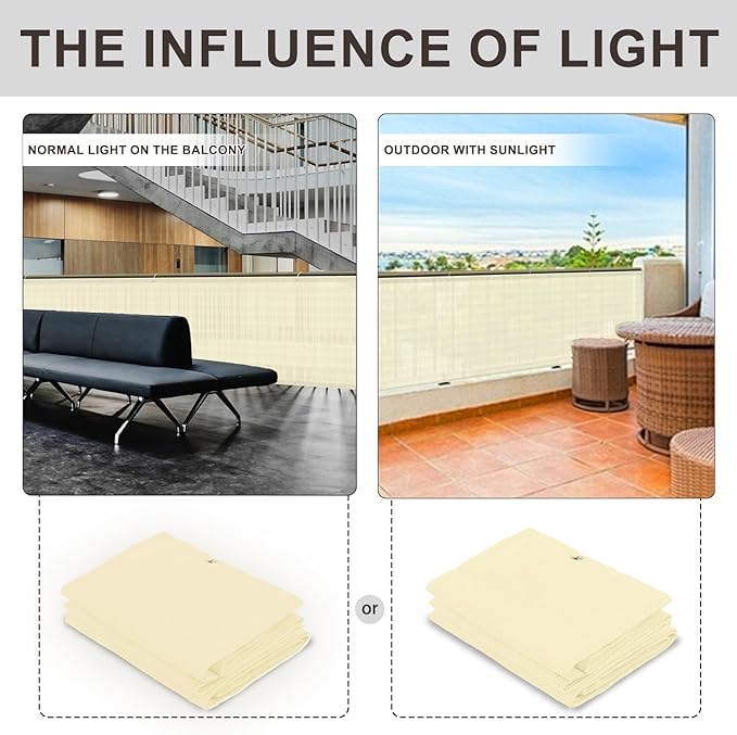 LOVE STORY Balcony Privacy Screen, 3'x10' Butter Cream Deck Shield Screen Fence Cover (HDPE),UV Protection and Weather-Resistant,3 FT Height for Deck, Patio, Backyard, Outdoor Pool, Porch, Railing