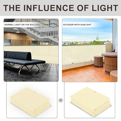 LOVE STORY Balcony Privacy Screen, 3'x10' Butter Cream Deck Shield Screen Fence Cover (HDPE),UV Protection and Weather-Resistant,3 FT Height for Deck, Patio, Backyard, Outdoor Pool, Porch, Railing