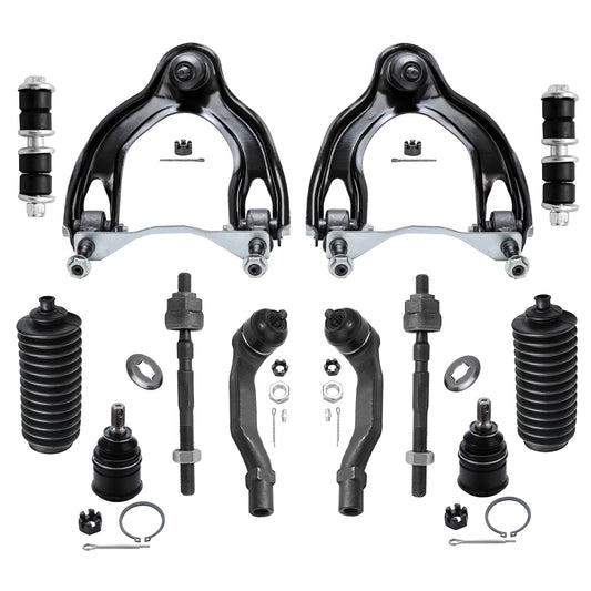 Detroit Axle - Front End 12pc Suspension Kit for Honda Civic Del Sol Acura Integra, 2 Upper Control Arms 2 Lower Ball Joints 4 T