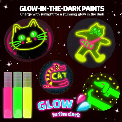 Rock & Wood Painting Kit for Kids Creative Arts & Crafts Set for Boys Girls | Paint wooden shapes and rocks with vibrant colors to create beautiful crafts, Perfect for birthdays classrooms and family fun