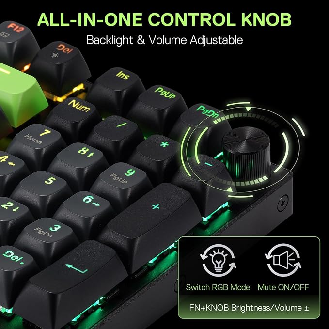 Redragon K740 Wired RGB Gaming Keyboard, Aluminum Base & Knob, 95% Layout | Rock-Solid Metal Build, Multi-Function Control Wheel, Creamy Custom Switch, Swap-Ready Socket, Fade-Resistant PBT Keycap