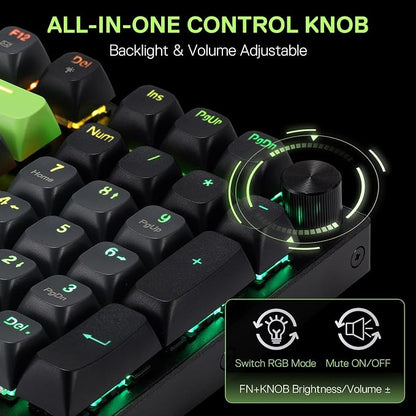 Redragon K740 Wired RGB Gaming Keyboard, Aluminum Base & Knob, 95% Layout | Rock-Solid Metal Build, Multi-Function Control Wheel, Creamy Custom Switch, Swap-Ready Socket, Fade-Resistant PBT Keycap