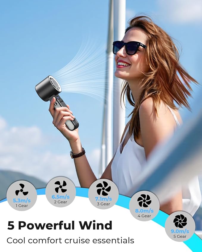 MORECORE Portable Handheld Fan with Ice Cooler, [Instant Chill to 50℉], Gifts for Men Mom Women Grandma Girl Her Hot Flash, 5000mAh Cooling Fan, Camping/Cruise/Soccer Game/Travel Essentials 2026