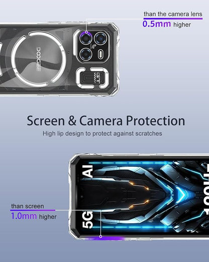 Case Cover for DOOGEE Blade GT AI 5G, Phone Case with Ring Buckles and Lanyards, Premium TPU Material Protective Shell, Protective Cover with Scratch and Anti-Fingerprint, Transparent