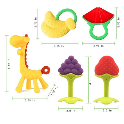 Baby Teething Toys for Newborn (5-Pack) Freezer Safe BPA Free Infant and Toddler Silicone Teethers Soothe Babies Gums, Perfect Baby Gift