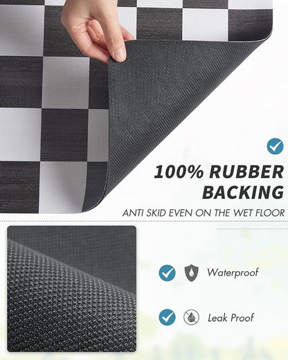 AMOAMI Dish Drying Mat for Kitchen Counter-Coffee Mat Bar Accessories, Hide Stain, Rubber Backed, Absorbent, Fit Under Coffee Maker, Espresso Machine, Pot, Dish Rack,(12x19,Buffalo Black)